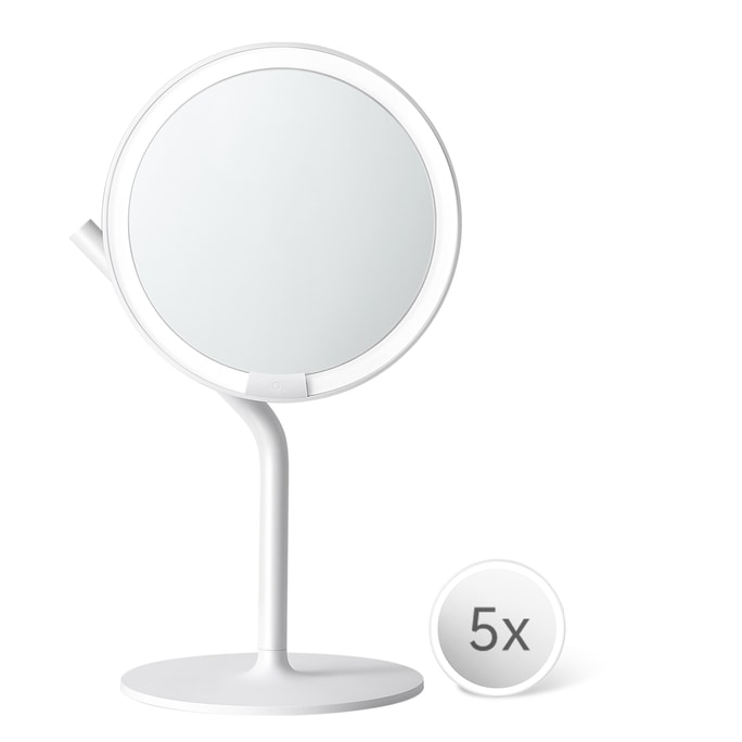 AMIRO LED Makeup Vanity Mirror with 5X Magnification Mirror White
