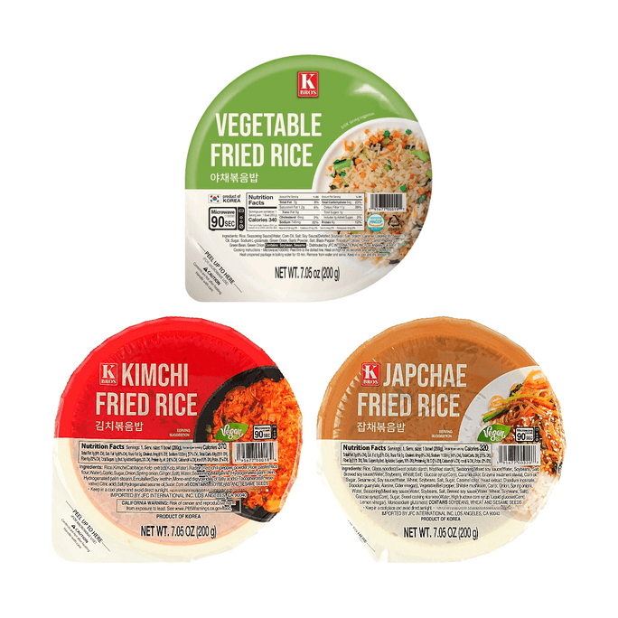 韩国KBROS 蔬菜炒饭+泡菜炒饭+杂菜炒饭 600g【3种口味3件组合装】