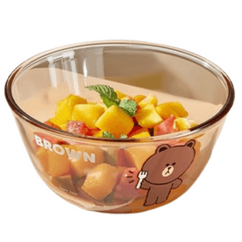 Glass bowl heat-resistant bowl fruit salad bowl fitness meal bowl 7.4 inches - BROWN 1 piece
