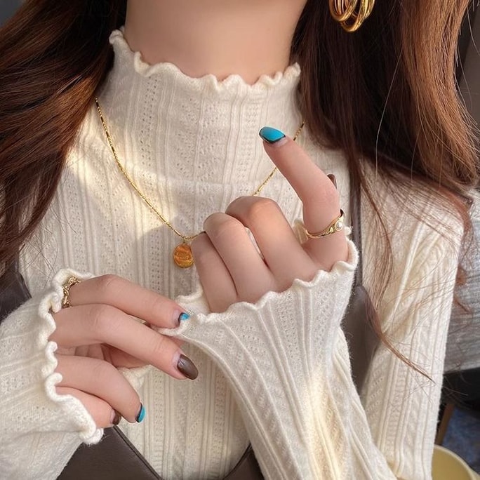 New Interior Slimming Base Knitted Sweater White S