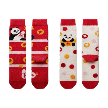 520Color Women's Knee-High Socks, 7A Antibacterial Animal Town Pattern, 2 Pairs Pack