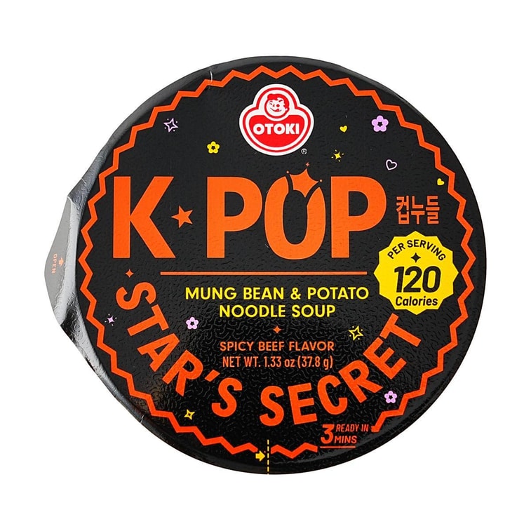 K-POP Star's Secret Cup Noodles , Spicy Beef Flavor , 1.33 oz 【 Low-Calorie】【Non-Fried Mung Bean & Potato Noodle Soup】 8
