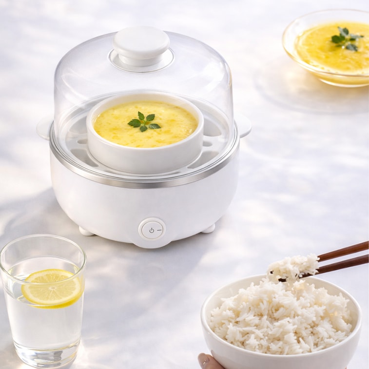유앙구 홈 2단 계란찜기/밥솥: 다기능, 컴팩트하고 공간 절약형 | 아침 식사 필수품 | 가정 및 기숙사에 적합 5