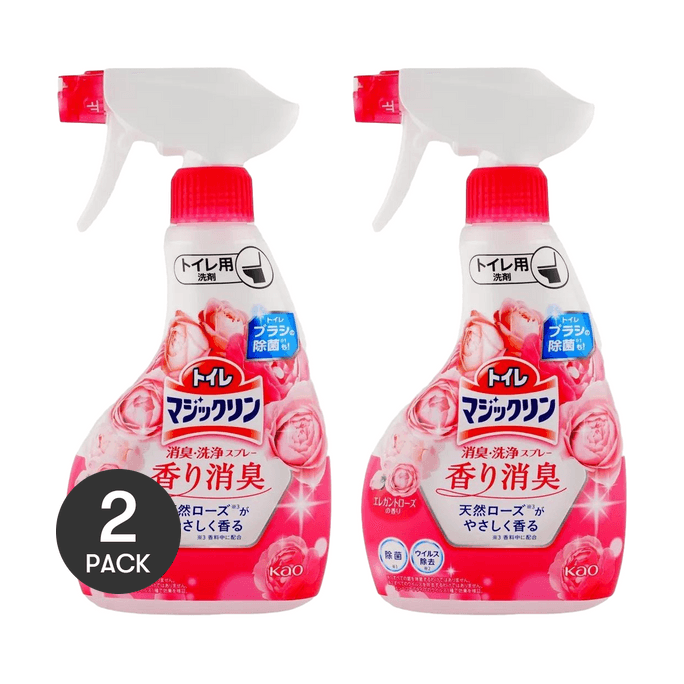 Bathroom Deodorizing Cleaning Spray, Elegant Rose Scent 350ml*2【Value Pack】