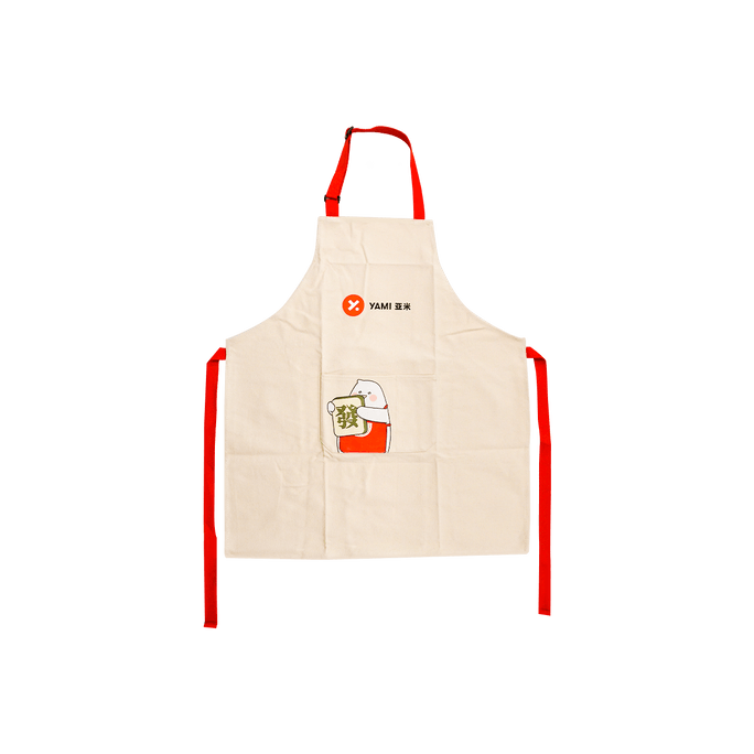 【New Year Edition】YAMI Kitchen Apron with Hand Wipe Pockets Fa White