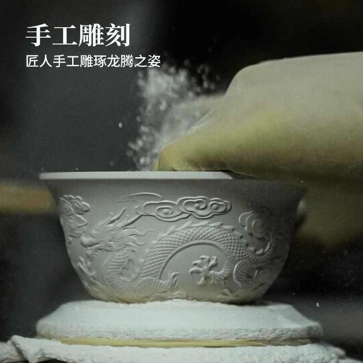 中国直送】景徳鎮 高級茶器ギフトセット 龍と祥雲 茶器6点セット 蓋碗1