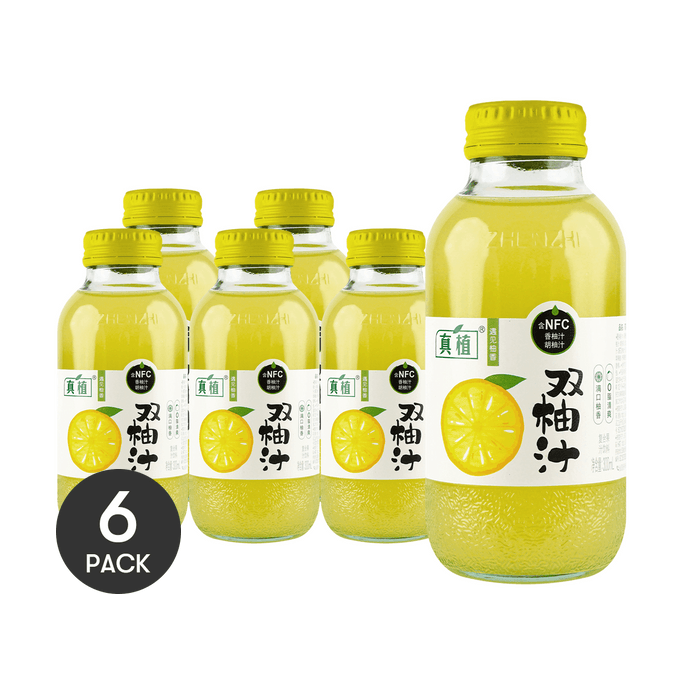 【超值装】真植 双柚汁 柚子胡柚复合果汁饮料 300ml*6【无敌好喝】【清清爽爽 无限回购】