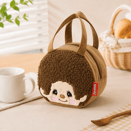 Monchhichi Sweat Fabric Die-Cut Handheld Lunch Bag【Soft Touch】【Double Zipper Design】