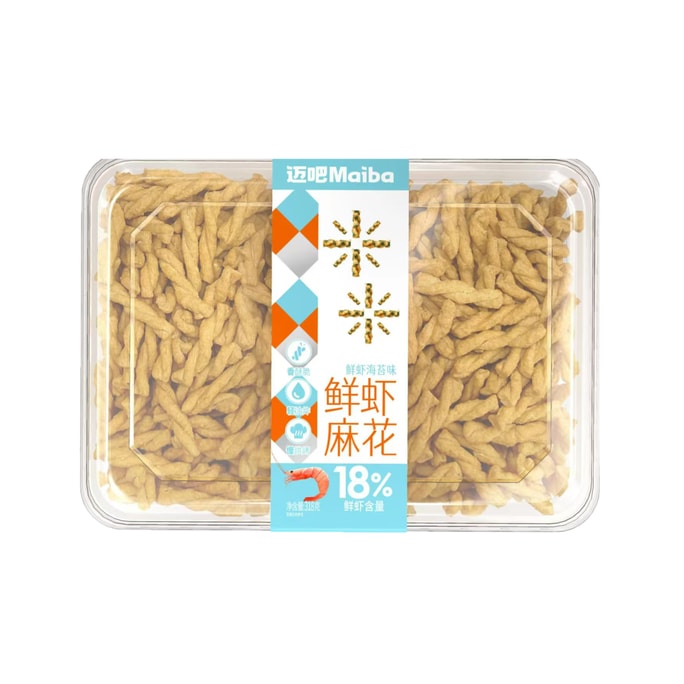  迈吧 【追剧解馋小吃 休闲零食】手工小麻花 鲜虾小麻花 318g 【鲜虾海苔味】【嘎嘣香酥 越嚼越香】