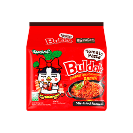 SAMYANG Korean Buldak Stir Fried Ramen - Hot Chicken Flavored Tomato Pasta - 5 Pack, 24.69oz