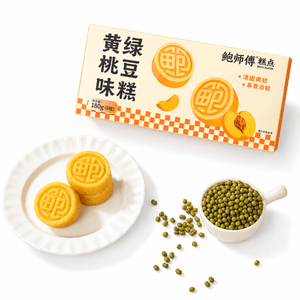 【中国直邮】 鲍师傅 传统中式糕点黄桃味绿豆糕180g*1盒(礼盒装)