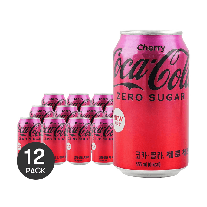 Cola Zero 0 Sugar 0 Calories Cherry Flavor 12 fl oz*12【12 Packs】