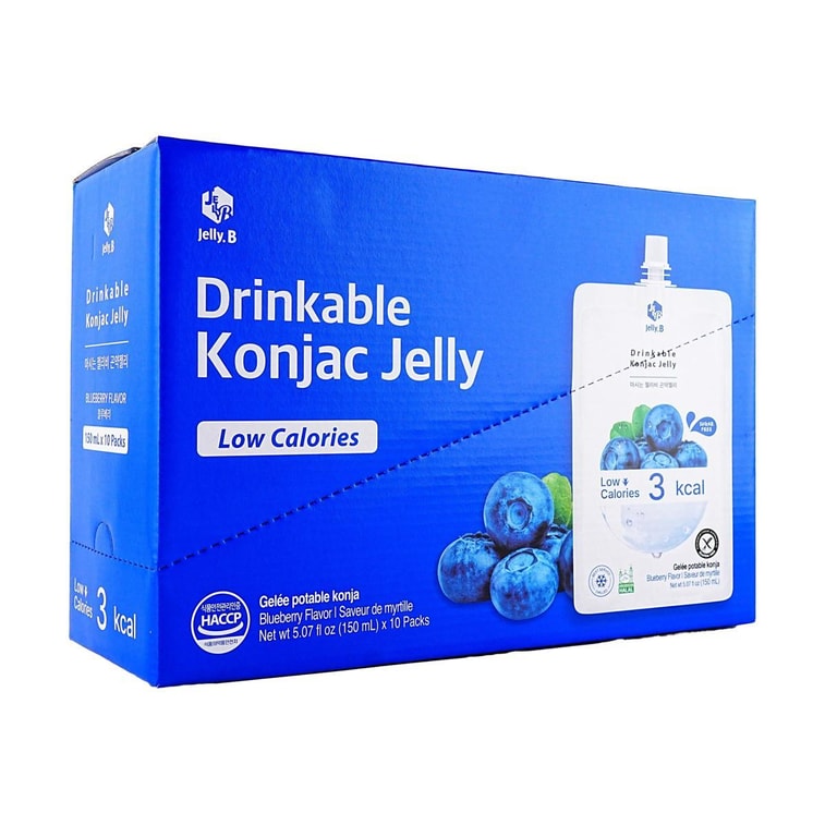 韩国JELLY.B 蒟蒻果冻 吸吸果冻 低卡0脂代糖饱腹感 150ml*10包 #蓝莓味 3Kcal 5