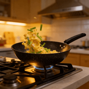 炊大皇 新高丽麦饭石色不粘锅 多功能平底锅 家用少油烟煎炒菜锅 30cm CKNJF7630 电磁炉燃气灶通用