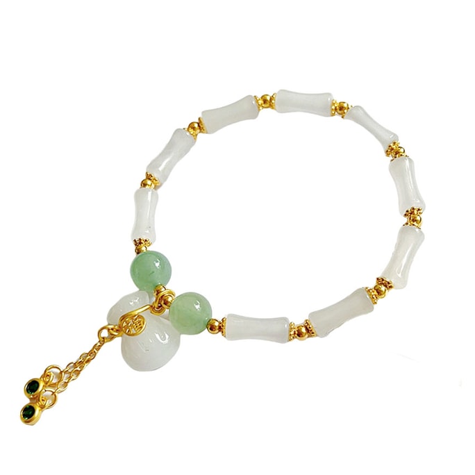 New Country Style Natural Gold Silk Jade Bracelet #Bamboo Knot
