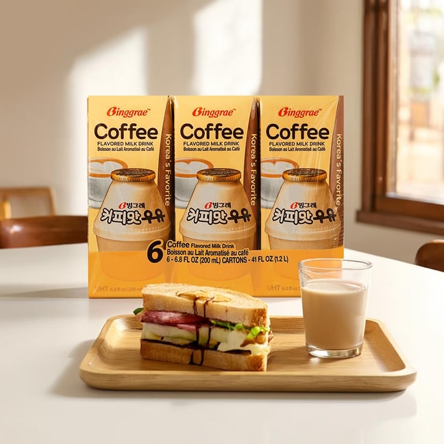Coffee Flavored Milk Drink,Korean Sweet and Creamy Beverage,6.76 fl oz*6 Packs【Trending on TikTok】
