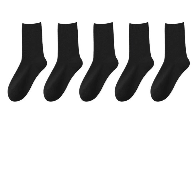 Disposable Socks For Men And Women Day Throw Pure Cotton Travel Ink Black Medium Tube Socks For Men And Women * 5 Pairs