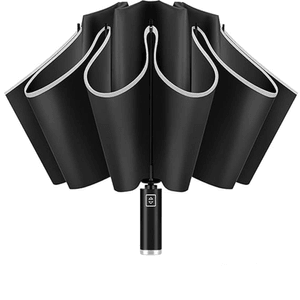 全自动雨伞 晴雨两用防风伞 防晒太阳伞 反向折叠十骨大号雨伞 加大号,可折叠,带反光条,可放入背包,轻便防晒,经典百搭全黑版本, 下雨刮风下雪,出门必备!