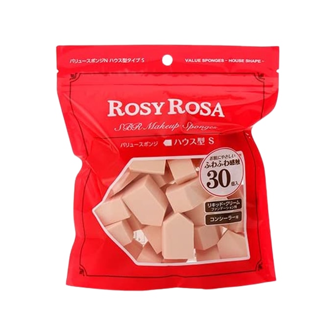 【日本直郵】Rosy Rosa 化妝海棉 五角形粉撲 30枚入