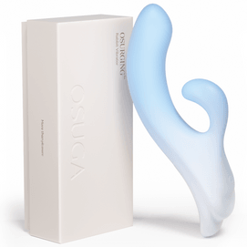 OSUGA™ OSURGING Thrusting Rabbit Vibrator, Clitoral Stimulator & G-Spot Thruster Dual Stimulation, 8 Intensities & 4 Patterns, Blue/White