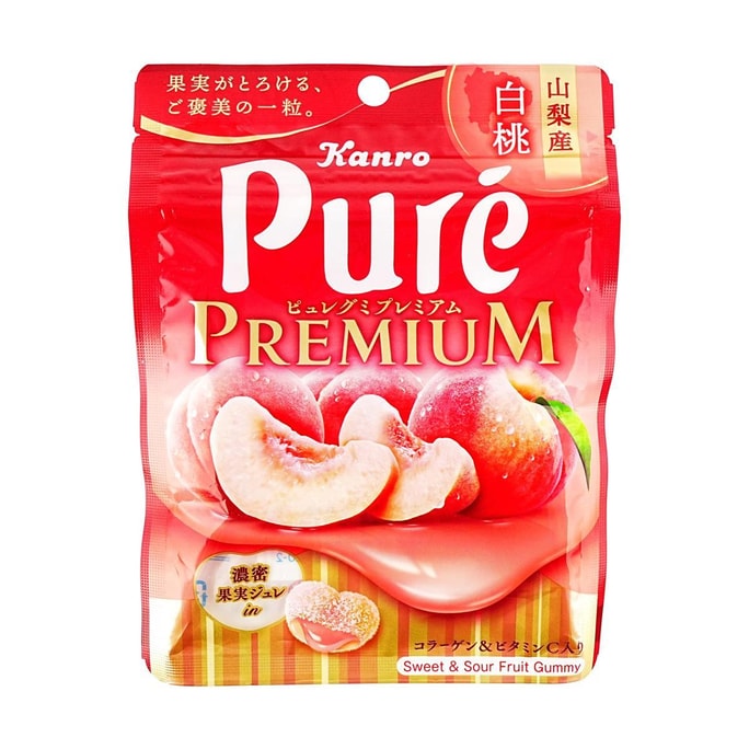 Pure Gummy Candy Fruit Fudge Peach Flavor 1.90 oz【Japan Trendy】