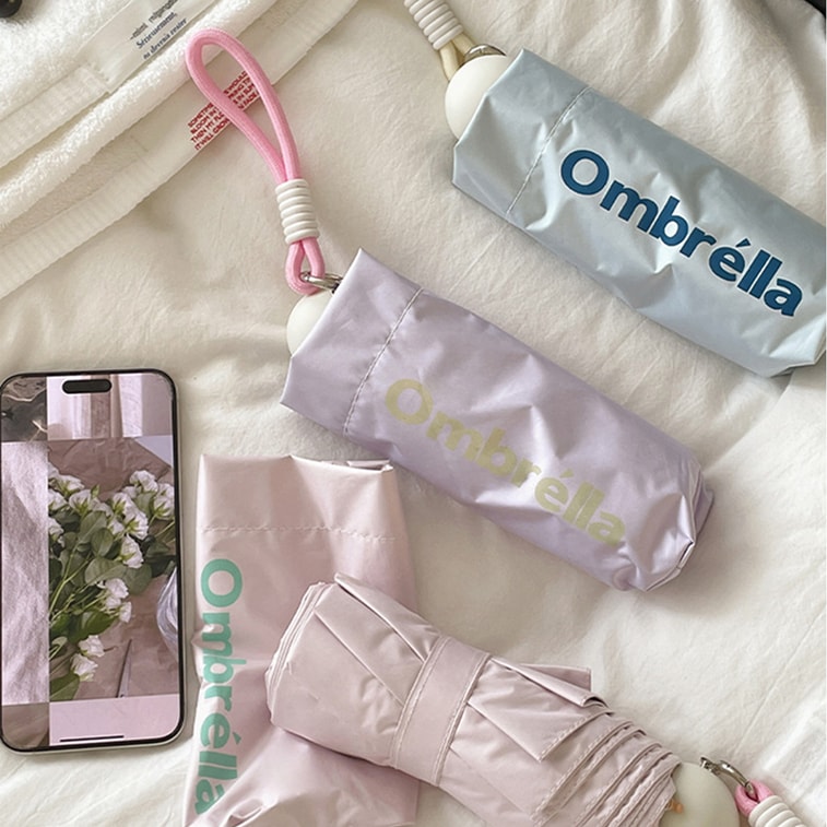 HSPM 撞色彩胶超轻小巧便携太阳伞晴雨两用防晒伞防紫外线五折遮阳伞 海盐蓝蓝 一个 4