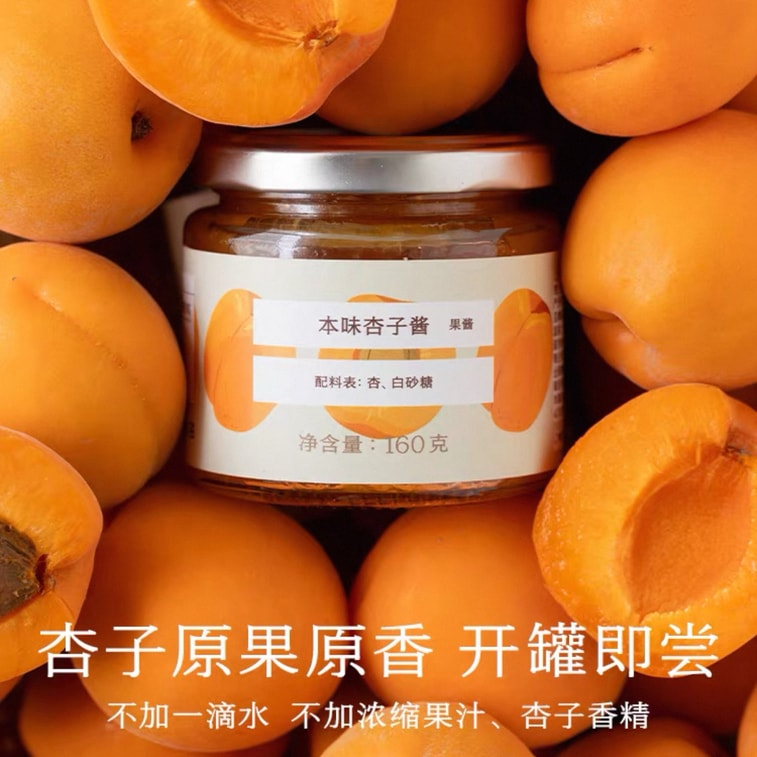 【中国直邮】 南食召 本味杏子酱原果原香干净配料吐司面包酱果酱160g*1罐 3