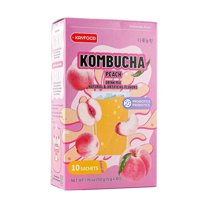 콤부차 복숭아맛 1.76온스[프로바이오틱스&프리바이오틱스][설탕 0% 저칼로리][건강한 발효 운동]