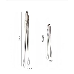 Stainless Steel Korean Barbecue Tongs Outdoor BBQ Barbecue Tongs Restaurant Buffet Steak Tongs Silver 1 Set