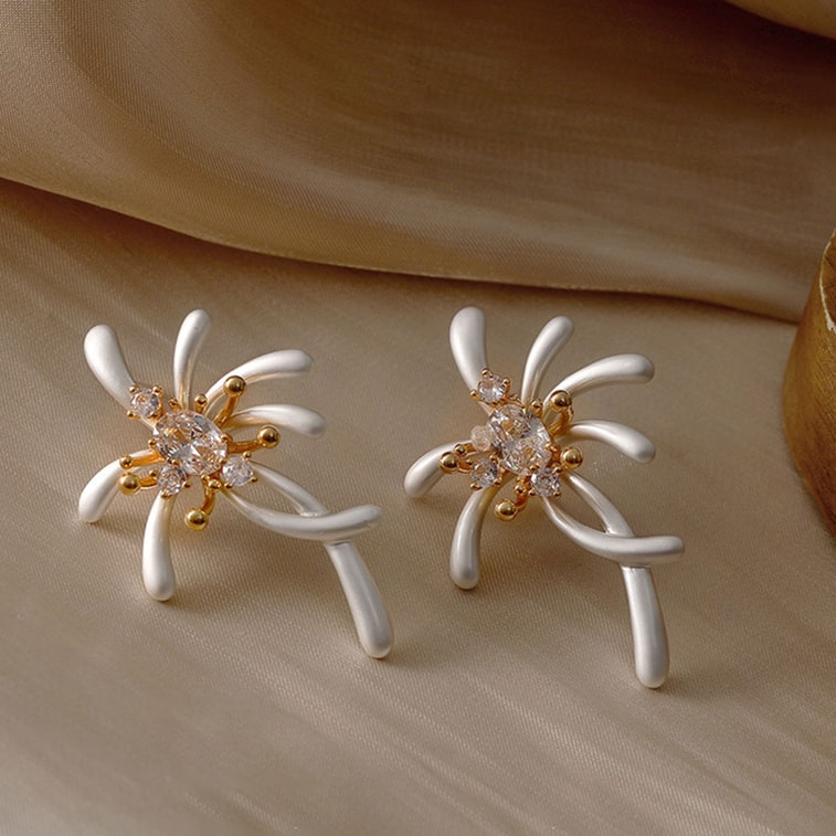 High Quality Luxury Matte Firework Vintage Earrings Silver S925 Studs F 1 Pair 3