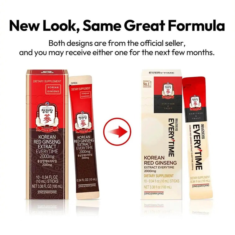 EVERYTIME Korean Red Ginseng Extract, 2000 mg Dietary Supplement, 10sticks/box - 10Kcal/stick 6