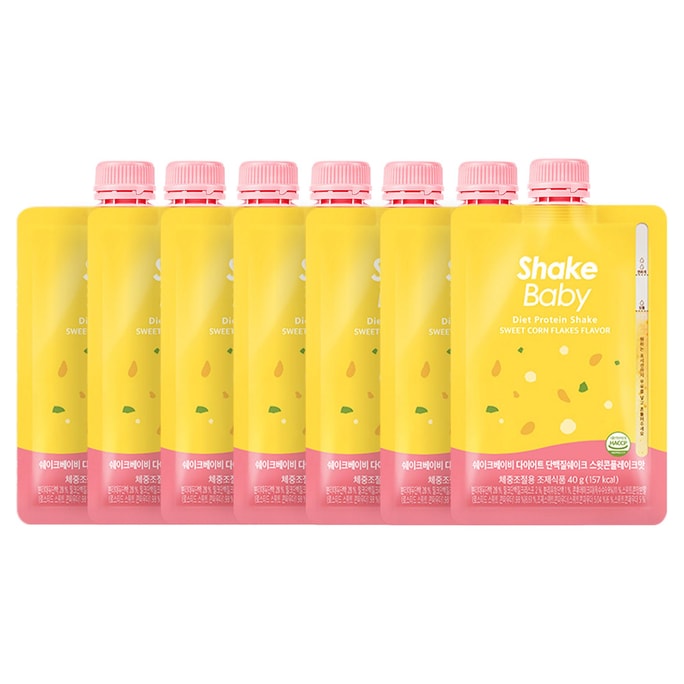 韩国SHAKEBABY 蛋白质奶昔 减肥减脂增肌 甜玉米片口味 单包157卡 7包入 280g