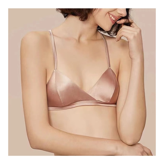 Real Silk Rimless Bra Sexy Triangle Cup Crepe Satin Bra  NSF8A301 #Pale Mauve M