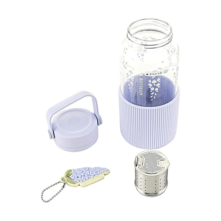 Portable Glass Tea Bottle, 630ml, Purple Wisteria CD1009 16