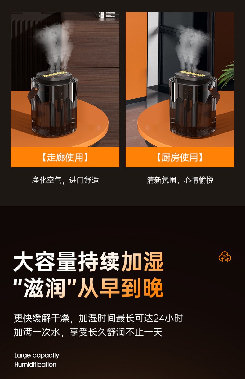 加湿器USB充电卧室夜灯加湿器家用办公室香薰雾化器 1 把