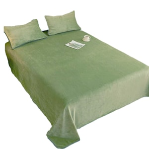 【中國直郵】 HSPM 加厚牛奶絨床單 冬季珊瑚絨法蘭絨被單 保暖加絨毛毯 抹茶綠床單 180cmx230cm 單件