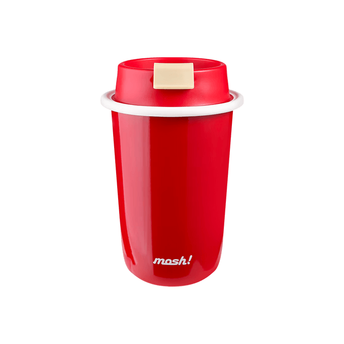 Latte Straw Insulated Coffee Mug Vacuum Stainless Steel Tumbler with Lid Thermos   350ml Red
