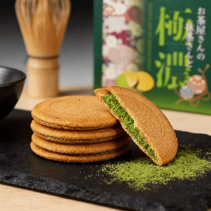 日本八幡屋茶铺 极浓抹茶夹心饼干礼盒 煎饼 10枚入 273g【使用静冈高级抹茶粉】【日式点心伴手礼】