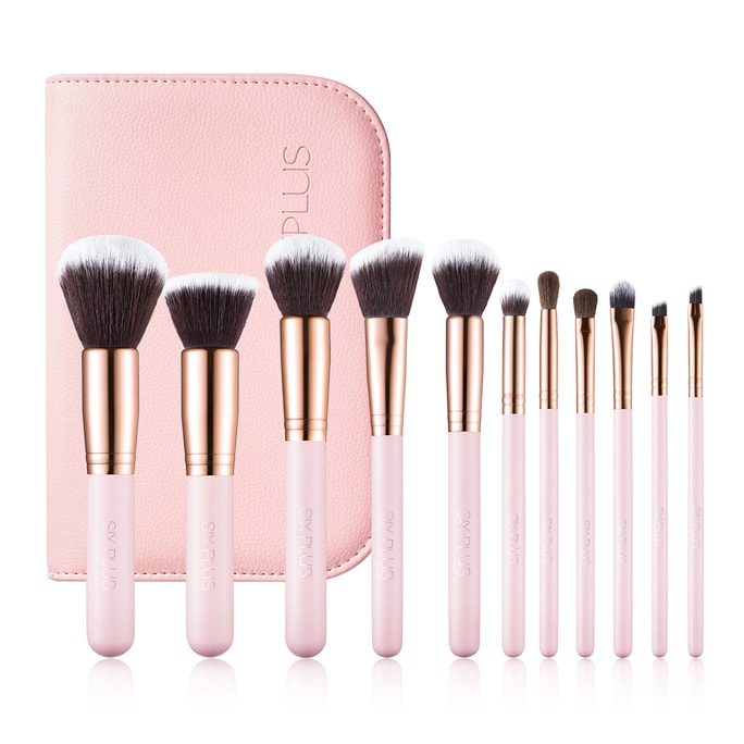 SIXPLUS 11Pcs Pink Makeup Brush Set
