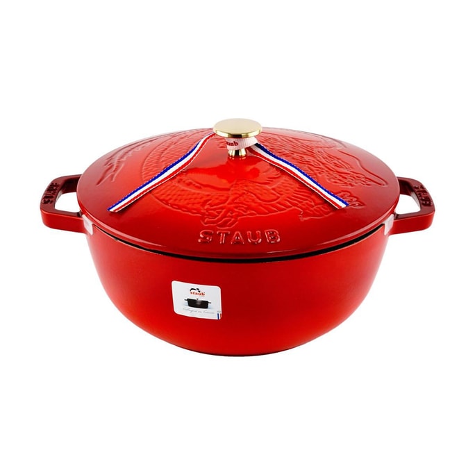 Cast Iron Pot Essential French Oven Dragon Lid Cherry Red 3.75Qt 【Year Of Dragon Limited Edition】