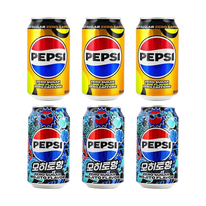 Pepsi Cola Zero Sugar Mojito Flavor+Lime Flavor,12 fl oz*6【6 Combo Packs】