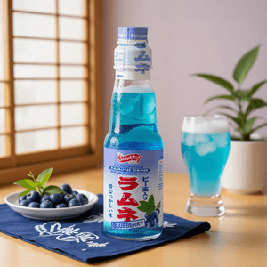Ramune Drink,Japanese Marble Soda,Blueberry Flavor, 6.76 fl oz