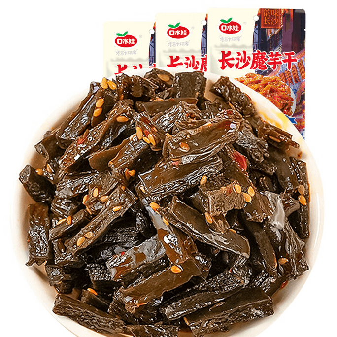 【中国直邮】 口水娃 长沙魔芋干香辣味 湖南长沙特产 麻辣素毛肚 休闲零食55g*3包