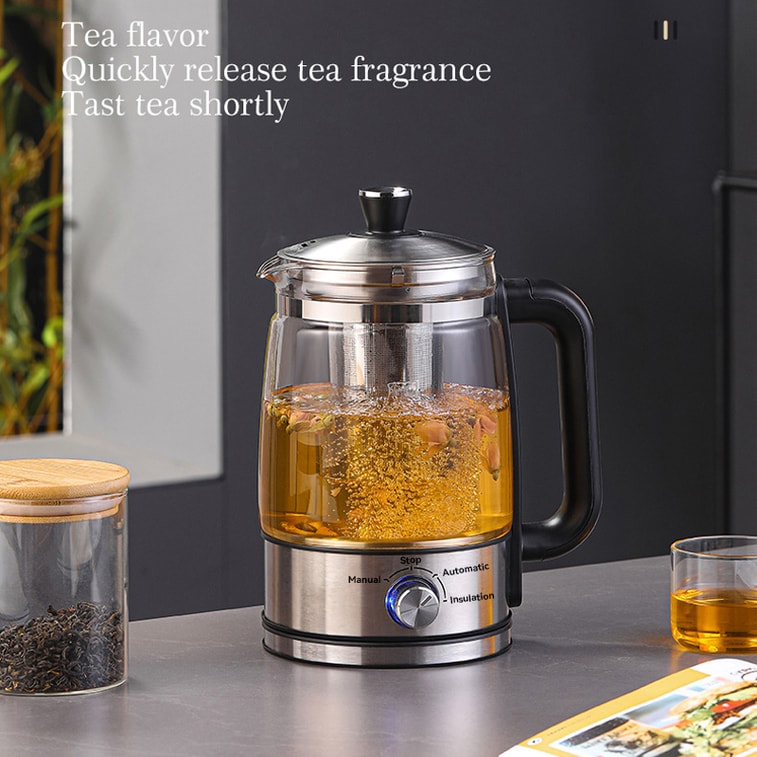 1.5L Smart Tea Maker with Temperature Control, 304 Stainless Steel & Borosilicate Glass, US Plug, Keep Warm Function, Easy to Clean, Ideal for Home, Office, Hotel and Tea Brewing. 4