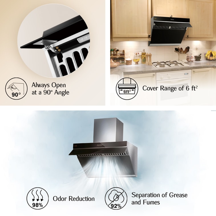 FOTILE JQG7522 Slant Vent Series 30" 850 CFM Side Draft Air Extraction Under Cabinet or Wall Mount Range Hood 7