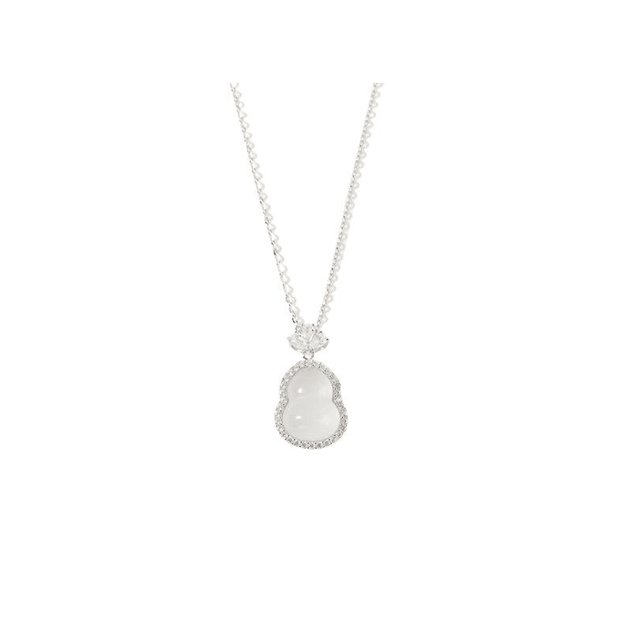925 silver chalcedony Chinese aesthetic short necklace, single piece, elegant jewelry Chain length 48cm