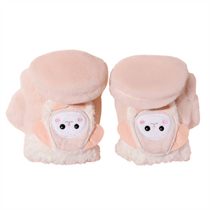 [중국 직송] Qintaitai 가열 장갑 USB 충전식 겨울 신제품 여성용 사이클링 스마트 만화 손난로 (따뜻한 토끼 핑크 및 흰색 (반 손가락 사무실 스타일)