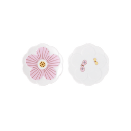 日本HAREKUTANI 晴九谷 九谷烧手绘陶瓷小盘 粉色花蝴蝶 平盘2件套 小号 送礼自用最佳选择