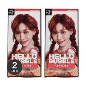 ハローバブルヘアダイ、簡単ヘアカラー、3.52オンス #7AR アッシュローズ【ミディアム～ロングヘア用バリューパック 2箱セット】