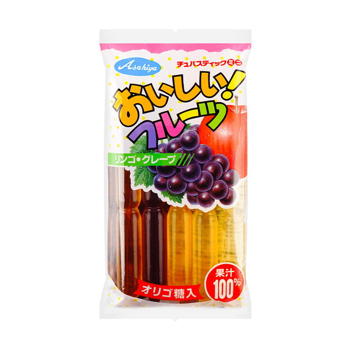 日本旭屋制果 果味棒棒冰 100%果汁  苹果味+葡萄味 10支入450ml